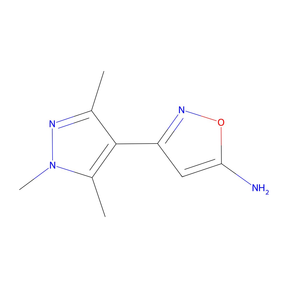 3-(1,3,5-Trimethyl-1H-pyrazol-4-yl)isoxazol-5-amine molecular structure, CAS 1172266-75-9
