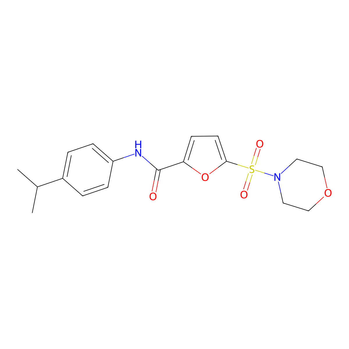 N-(4-isopropylphenyl)-5-(morpholinosulfonyl)furan-2-carboxamide molecular structure, CAS 1172268-68-6