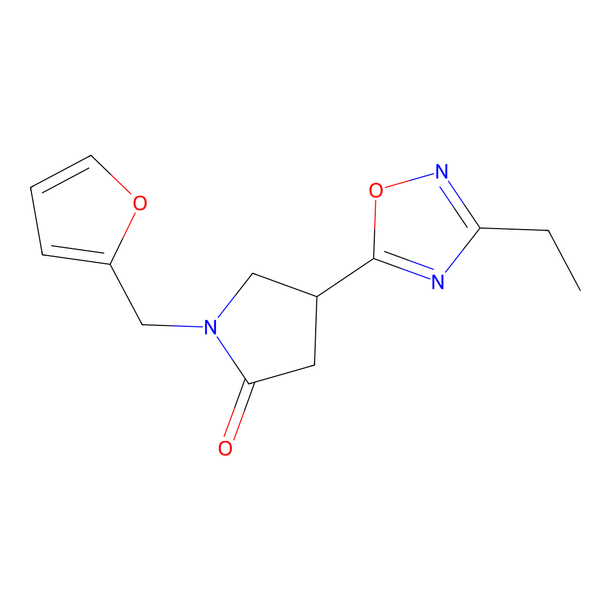 4-(3-Ethyl-1,2,4-oxadiazol-5-yl)-1-(furan-2-ylmethyl)pyrrolidin-2-one molecular structure, CAS 1172270-33-5