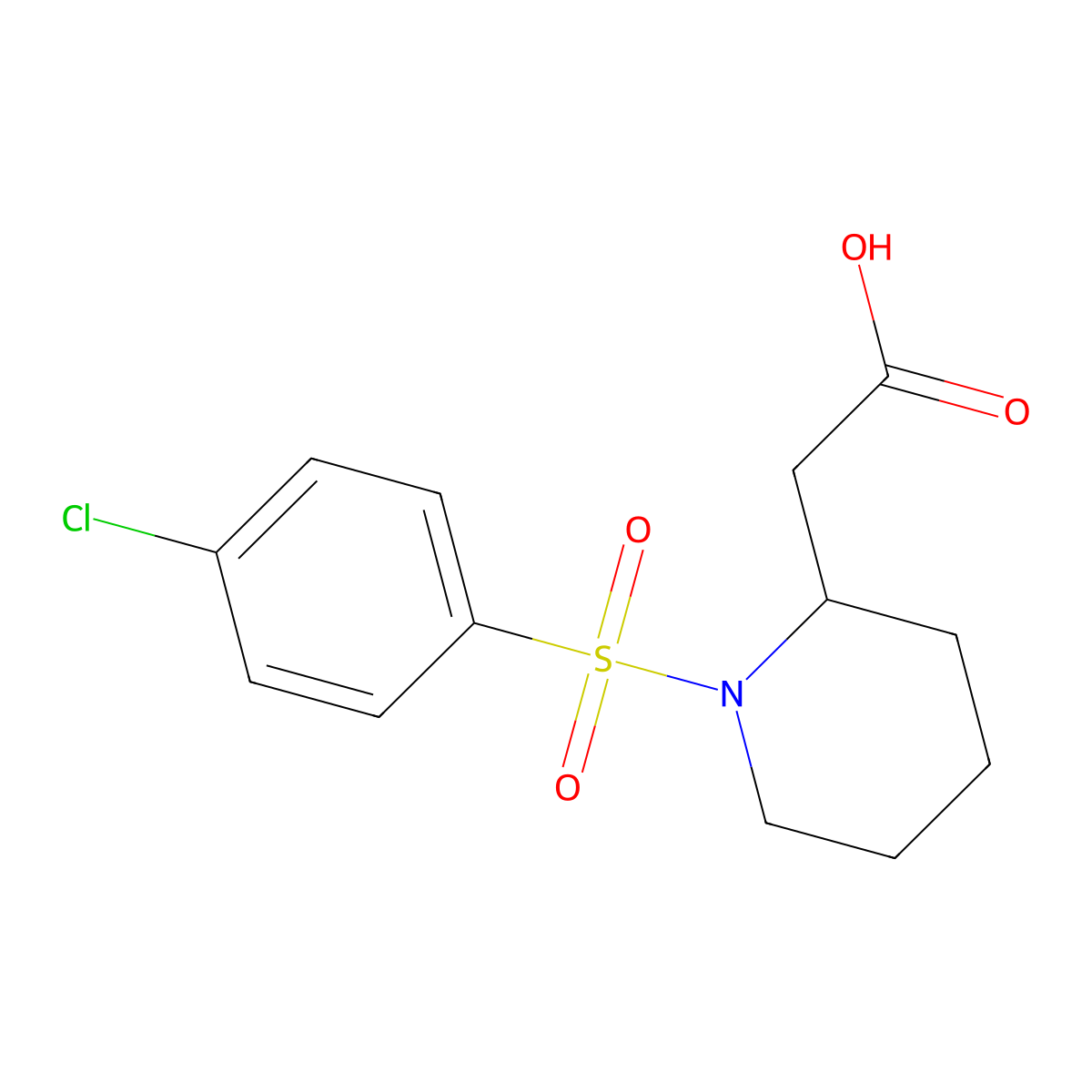 2-(1-((4-Chlorophenyl)sulfonyl)piperidin-2-yl)acetic acid molecular structure, CAS 1172270-80-2