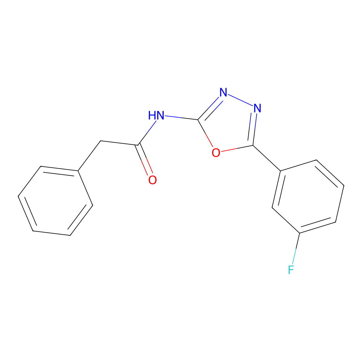 N-(5-(3-fluorophenyl)-1,3,4-oxadiazol-2-yl)-2-phenylacetamide molecular structure, CAS 1172273-04-9