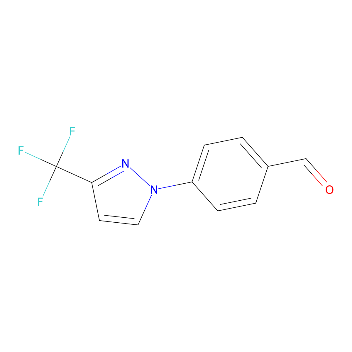 4-(3-(trifluoromethyl)-1H-pyrazol-1-yl)benzaldehyde molecular structure, CAS 1172278-17-9