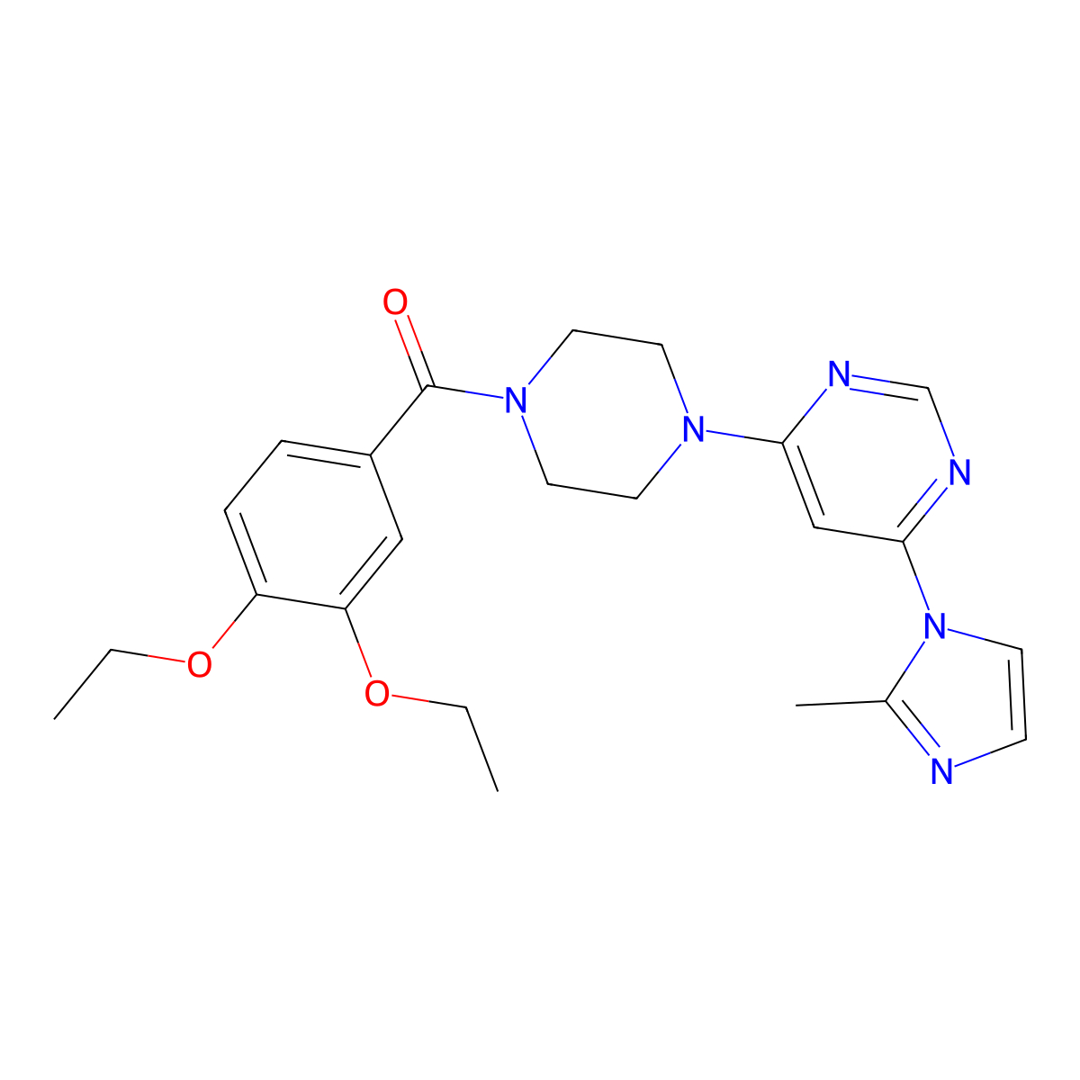 (3,4-diethoxyphenyl)(4-(6-(2-methyl-1H-imidazol-1-yl)pyrimidin-4-yl)piperazin-1-yl)methanone molecular structure, CAS 1172278-88-4