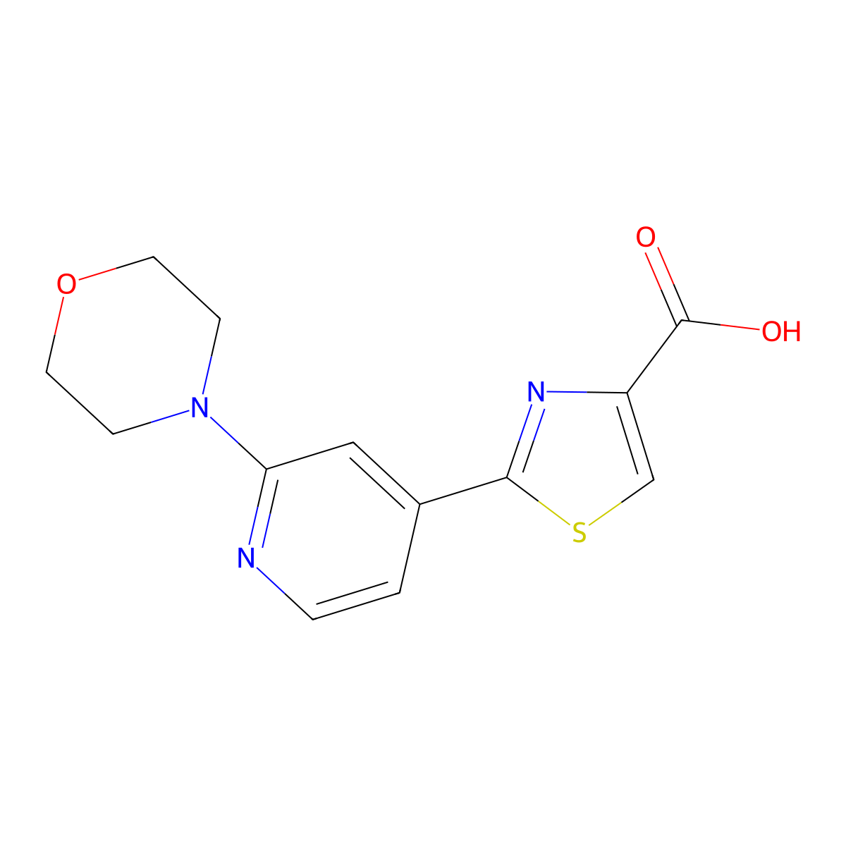 2-(2-Morpholin-4-ylpyridin-4-yl)-1,3-thiazole-4-carboxylic acid molecular structure, CAS 1172279-37-6