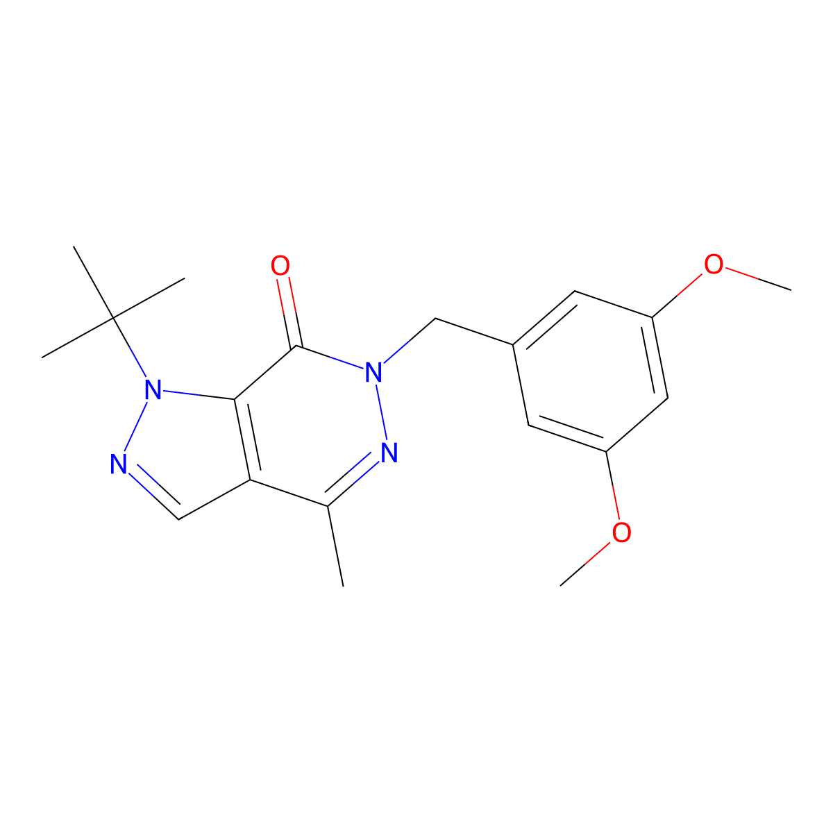 1-(tert-butyl)-6-(3,5-dimethoxybenzyl)-4-methyl-1H-pyrazolo[3,4-d]pyridazin-7(6H)-one molecular structure, CAS 1172279-49-0