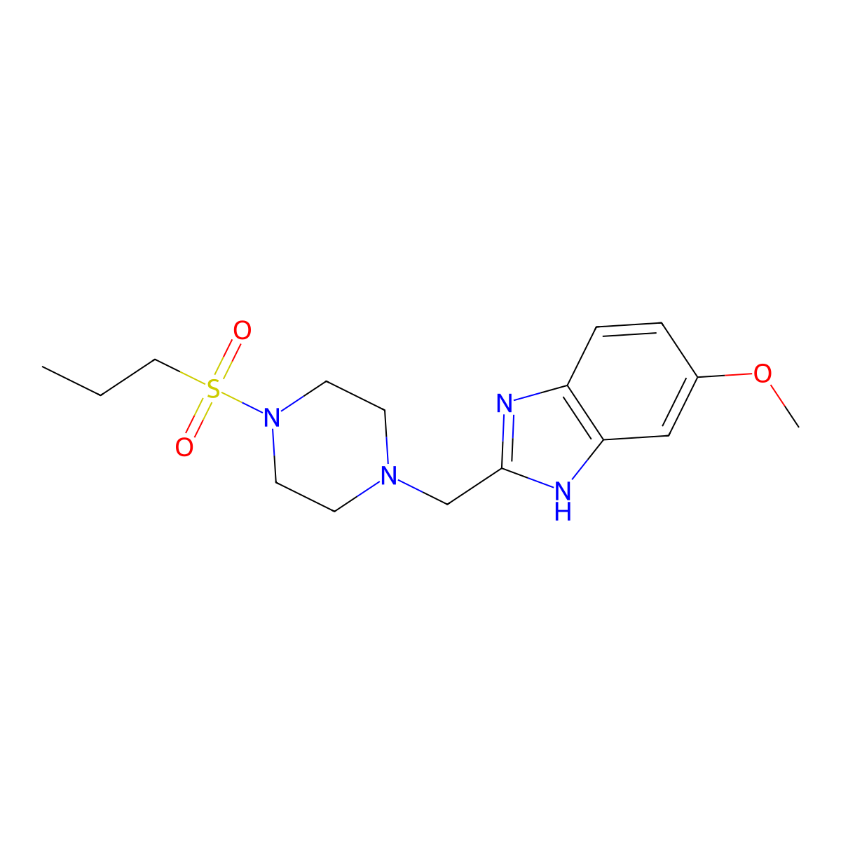 5-methoxy-2-((4-(propylsulfonyl)piperazin-1-yl)methyl)-1H-benzo[d]imidazole molecular structure, CAS 1172280-32-8