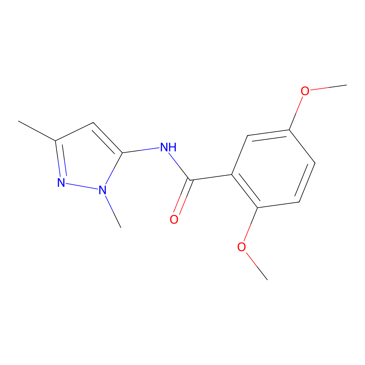 N-(1,3-dimethyl-1H-pyrazol-5-yl)-2,5-dimethoxybenzamide molecular structure, CAS 1172280-73-7