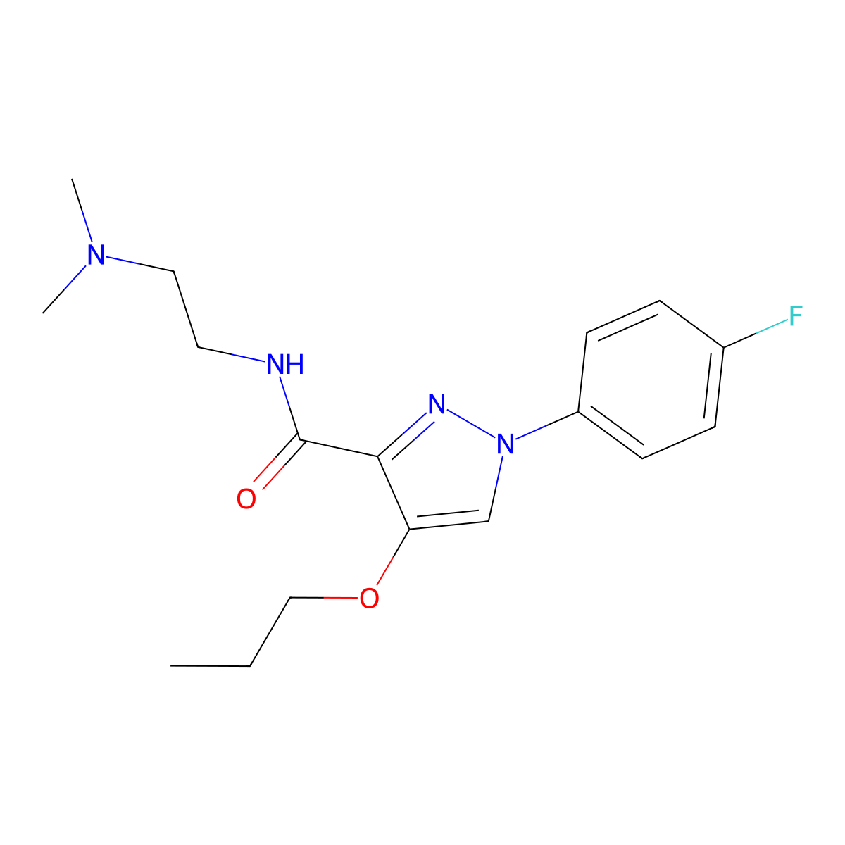 N-[2-(dimethylamino)ethyl]-1-(4-fluorophenyl)-4-propoxy-1H-pyrazole-3-carboxamide molecular structure, CAS 1172281-26-3