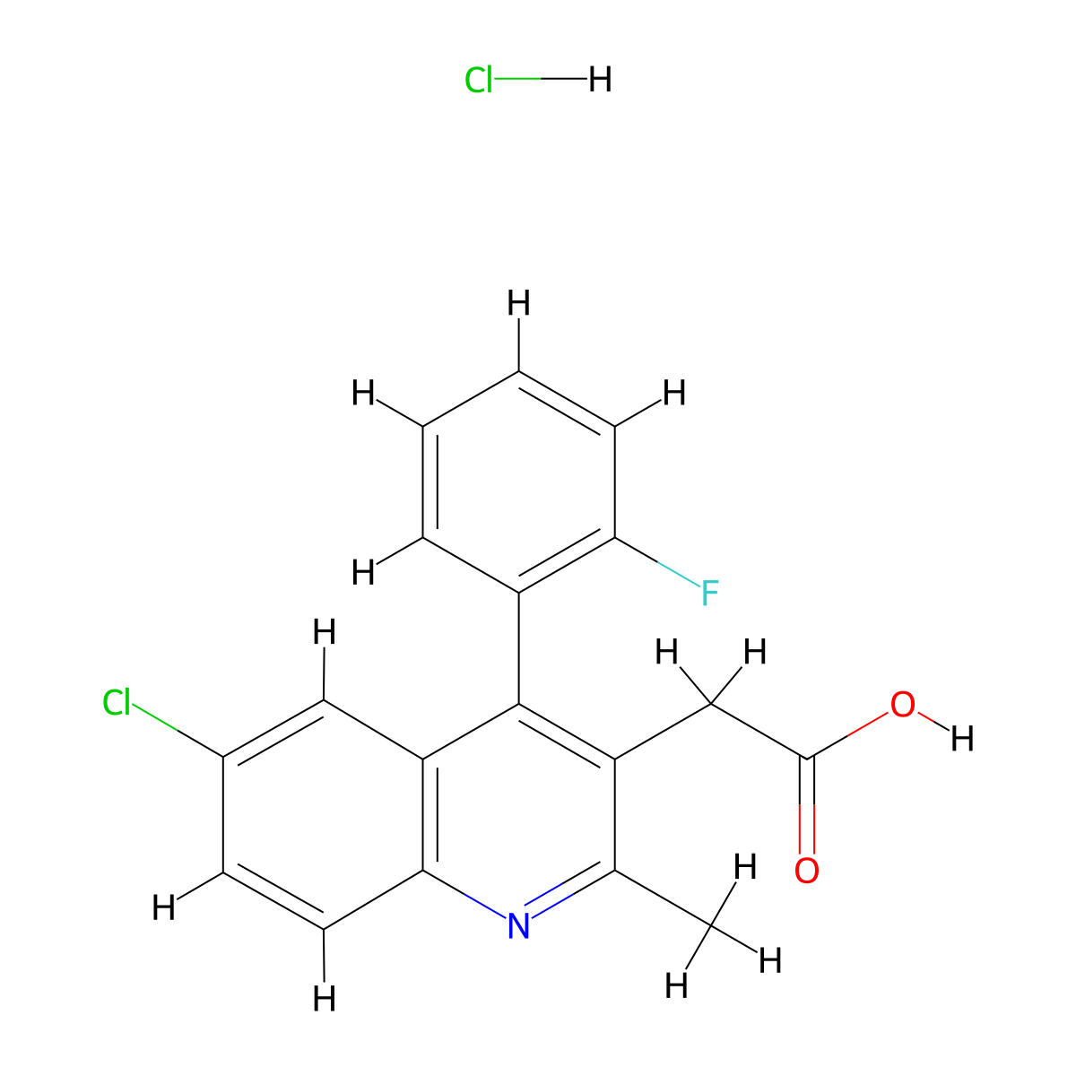 2-[6-Chloro-4-(2-fluorophenyl)-2-methylquinolin-3-yl]acetic acid hydrochloride molecular structure, CAS 1172281-43-4