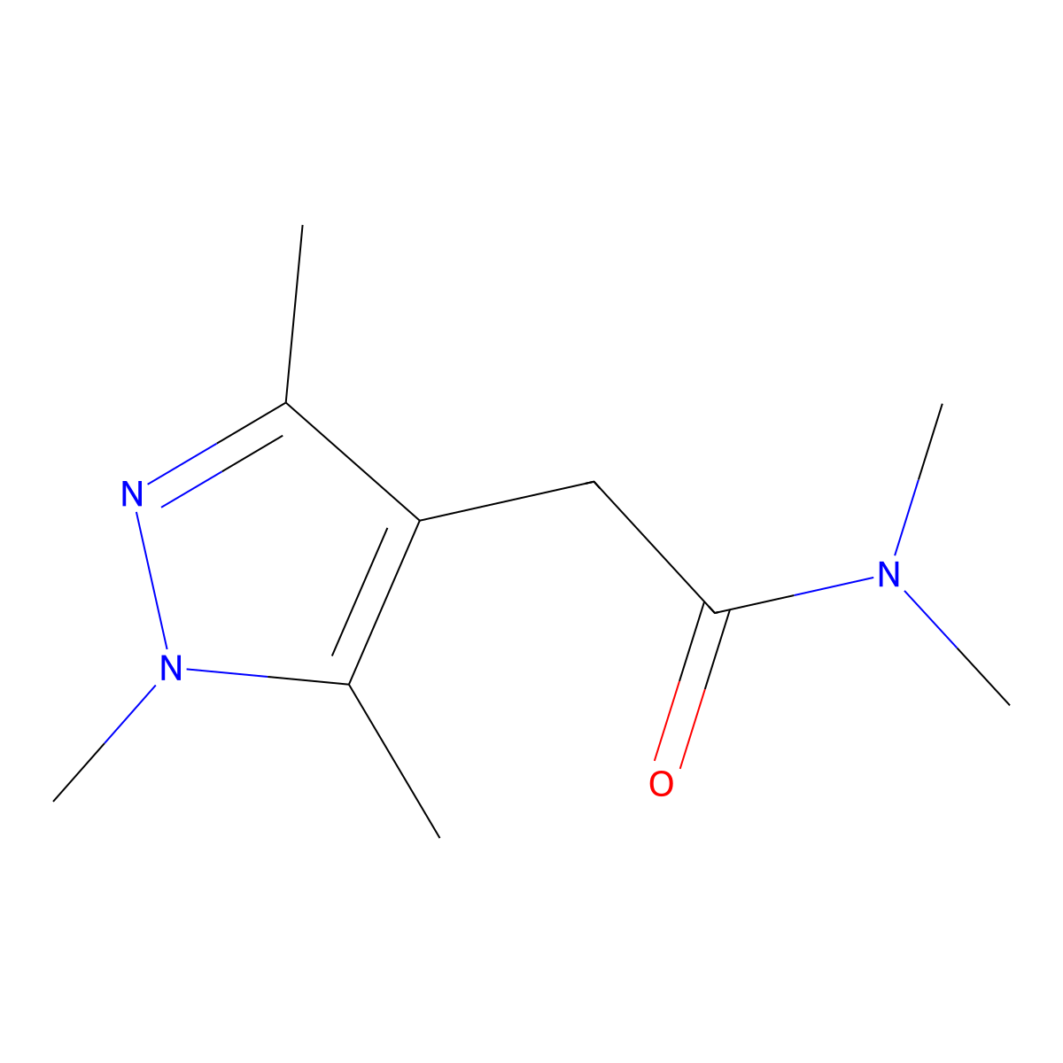 N,N,1,3,5-Pentamethyl-1H-pyrazole-4-acetamide molecular structure, CAS 1172281-47-8