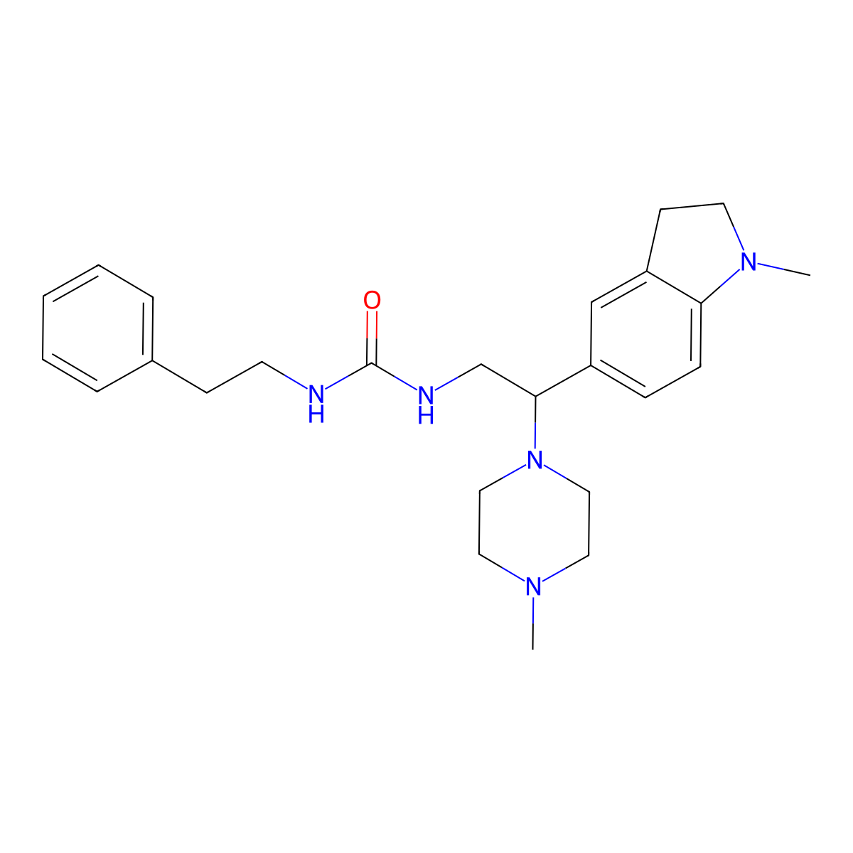 1-(2-(1-Methylindolin-5-yl)-2-(4-methylpiperazin-1-yl)ethyl)-3-phenethylurea molecular structure, CAS 1172282-71-1