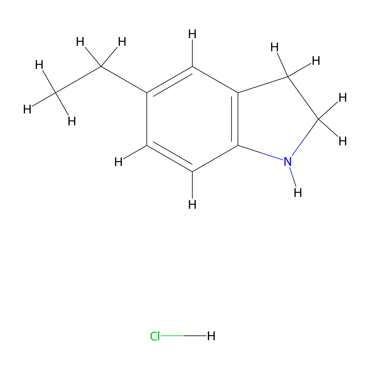 5-Ethylindoline hydrochloride molecular structure, CAS 1172282-89-1