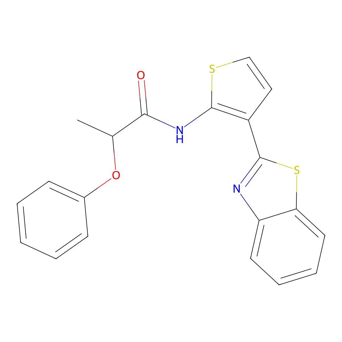 N-(3-(benzo[d]thiazol-2-yl)thiophen-2-yl)-2-phenoxypropanamide molecular structure, CAS 1172283-40-7