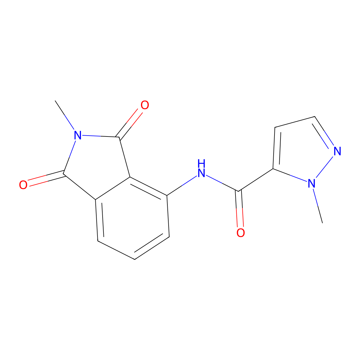 1-methyl-N-(2-methyl-1,3-dioxo-2,3-dihydro-1H-isoindol-4-yl)-1H-pyrazole-5-carboxamide molecular structure, CAS 1172284-01-3