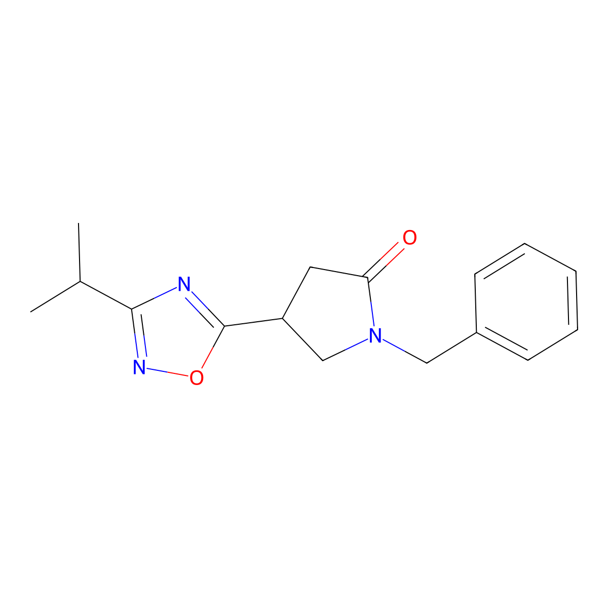 1-Benzyl-4-(3-isopropyl-1,2,4-oxadiazol-5-yl)pyrrolidin-2-one molecular structure, CAS 1172284-23-9