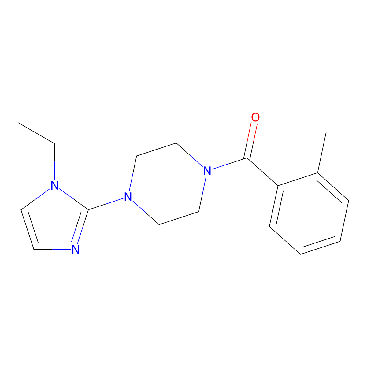 (4-(1-Ethyl-1H-imidazol-2-yl)piperazin-1-yl)(o-tolyl)methanone molecular structure, CAS 1172286-51-9