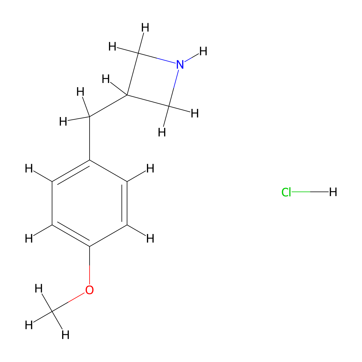 3-((4-Methoxyphenyl)methyl)azetidine hydrochloride molecular structure, CAS 1172289-43-8
