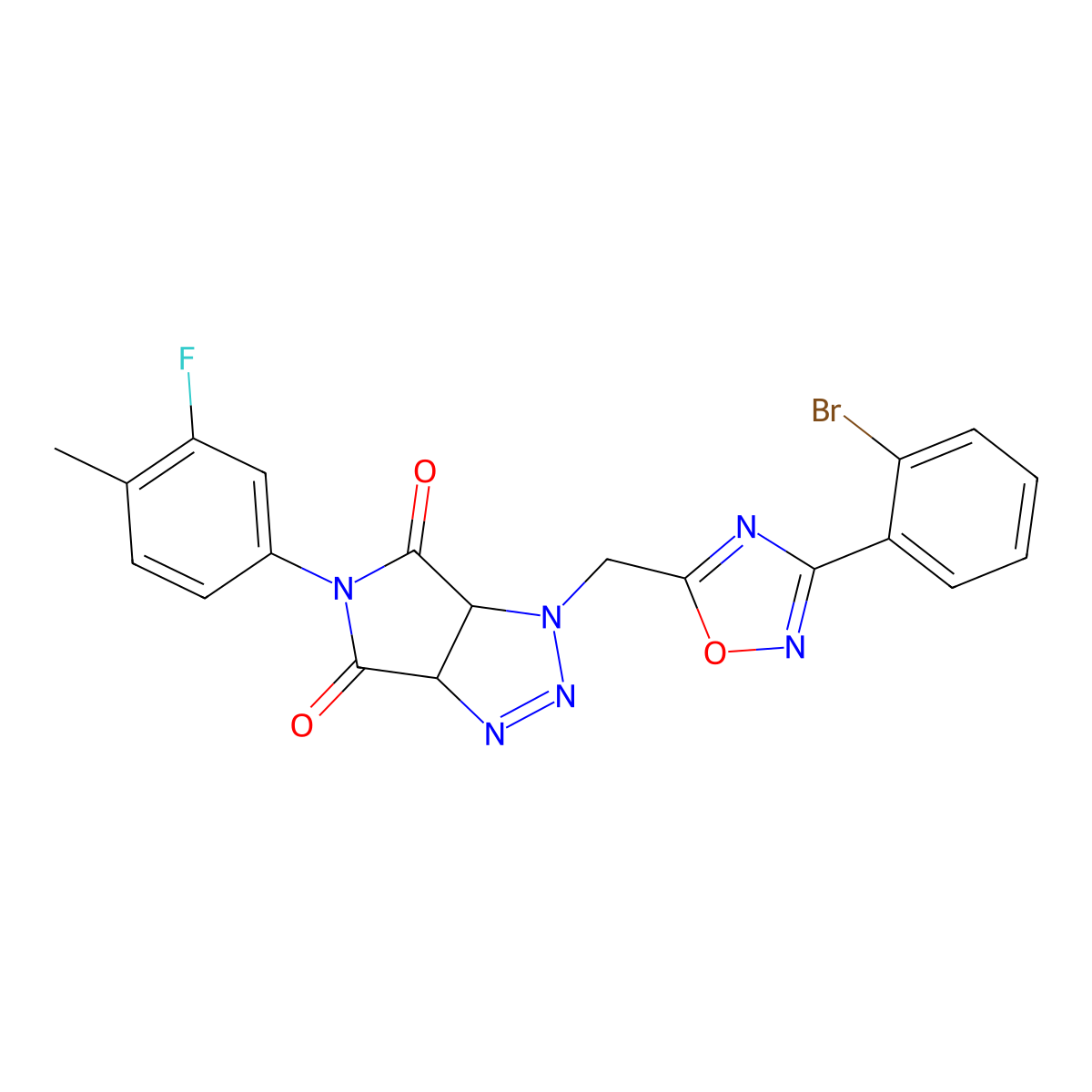 1-((3-(2-bromophenyl)-1,2,4-oxadiazol-5-yl)methyl)-5-(3-fluoro-4-methylphenyl)-1,6a-dihydropyrrolo[3,4-d][1,2,3]triazole-4,6(3aH,5H)-dione molecular structure, CAS 1172293-13-8