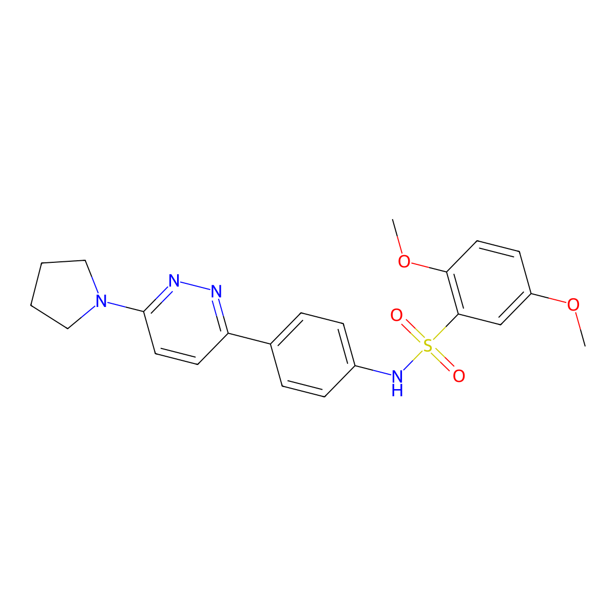 2,5-dimethoxy-N-(4-(6-(pyrrolidin-1-yl)pyridazin-3-yl)phenyl)benzenesulfonamide molecular structure, CAS 1172294-54-0