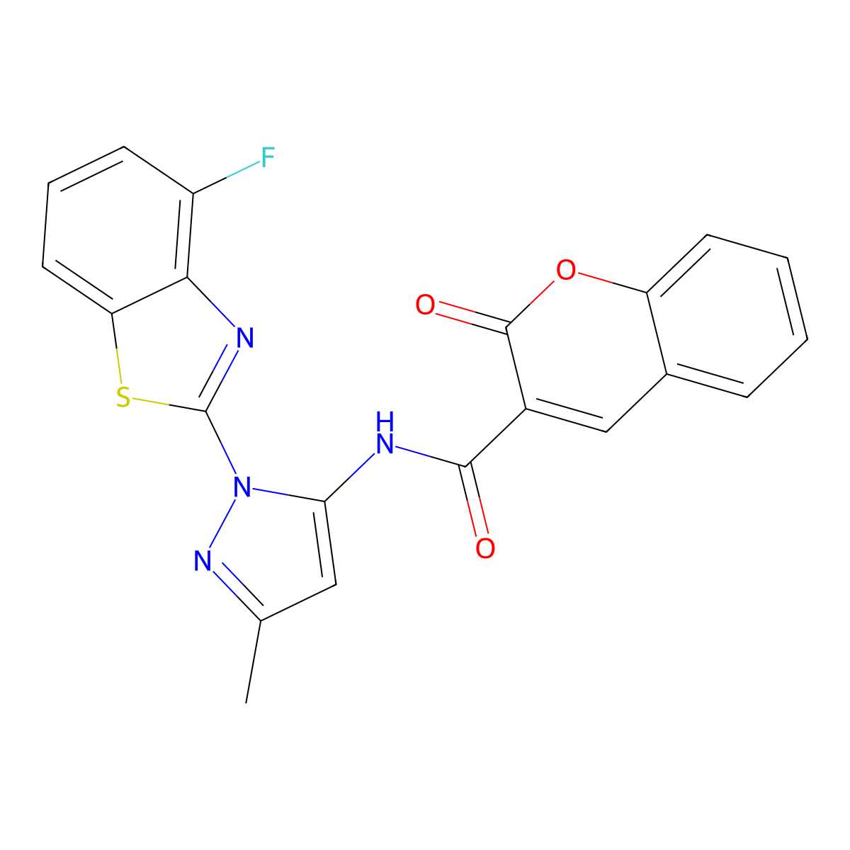 N-(1-(4-fluorobenzo[d]thiazol-2-yl)-3-methyl-1H-pyrazol-5-yl)-2-oxo-2H-chromene-3-carboxamide molecular structure, CAS 1172295-04-3