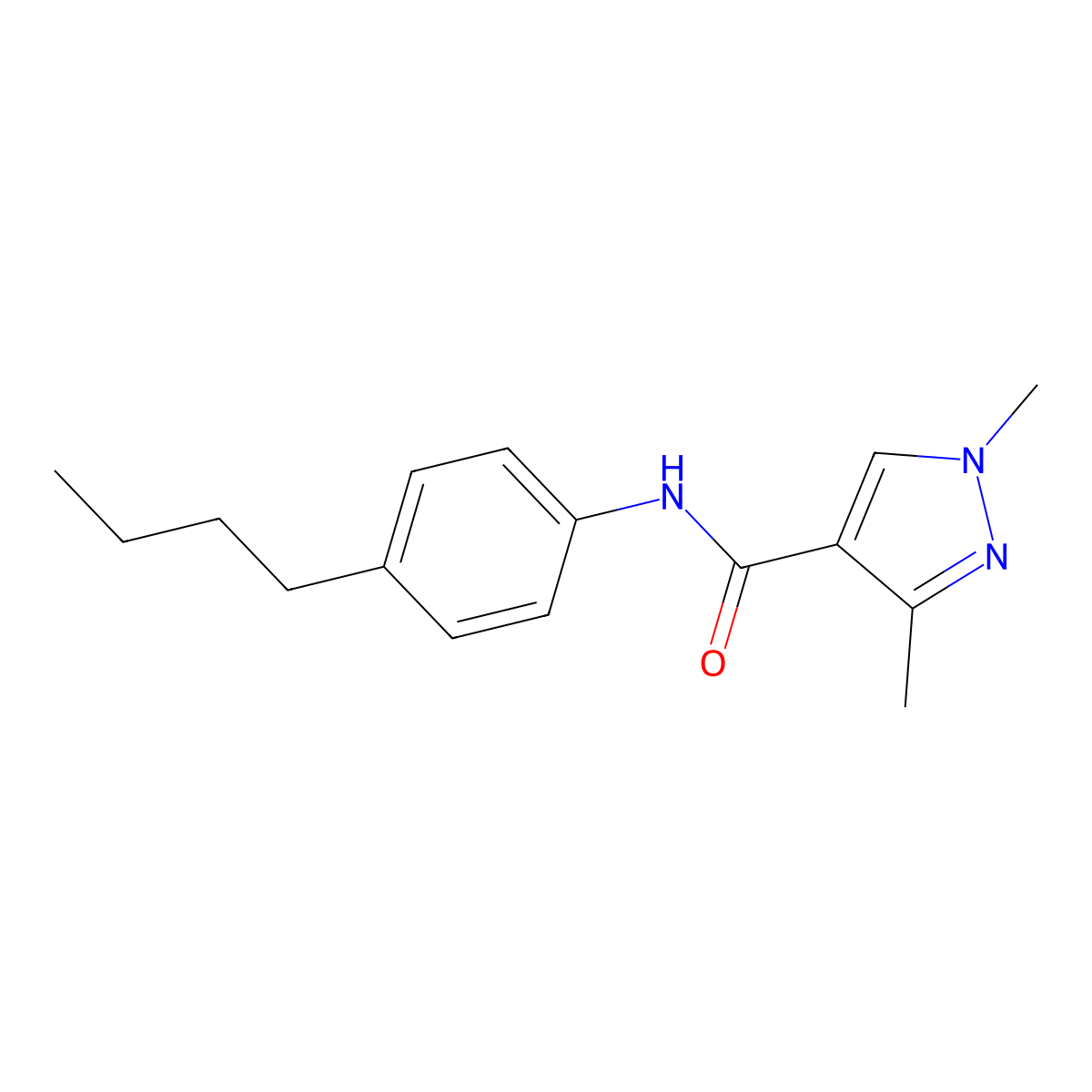 N-(4-butylphenyl)-1,3-dimethyl-1H-pyrazole-4-carboxamide molecular structure, CAS 1172295-79-2