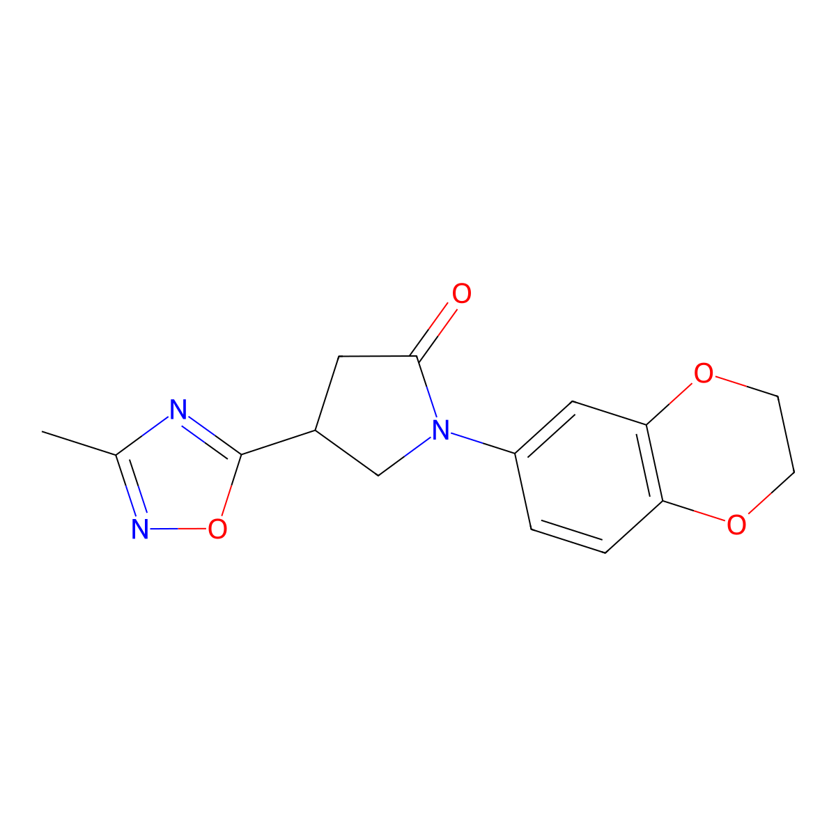 1-(2,3-Dihydro-1,4-benzodioxin-6-yl)-4-(3-methyl-1,2,4-oxadiazol-5-yl)pyrrolidin-2-one molecular structure, CAS 1172296-42-2
