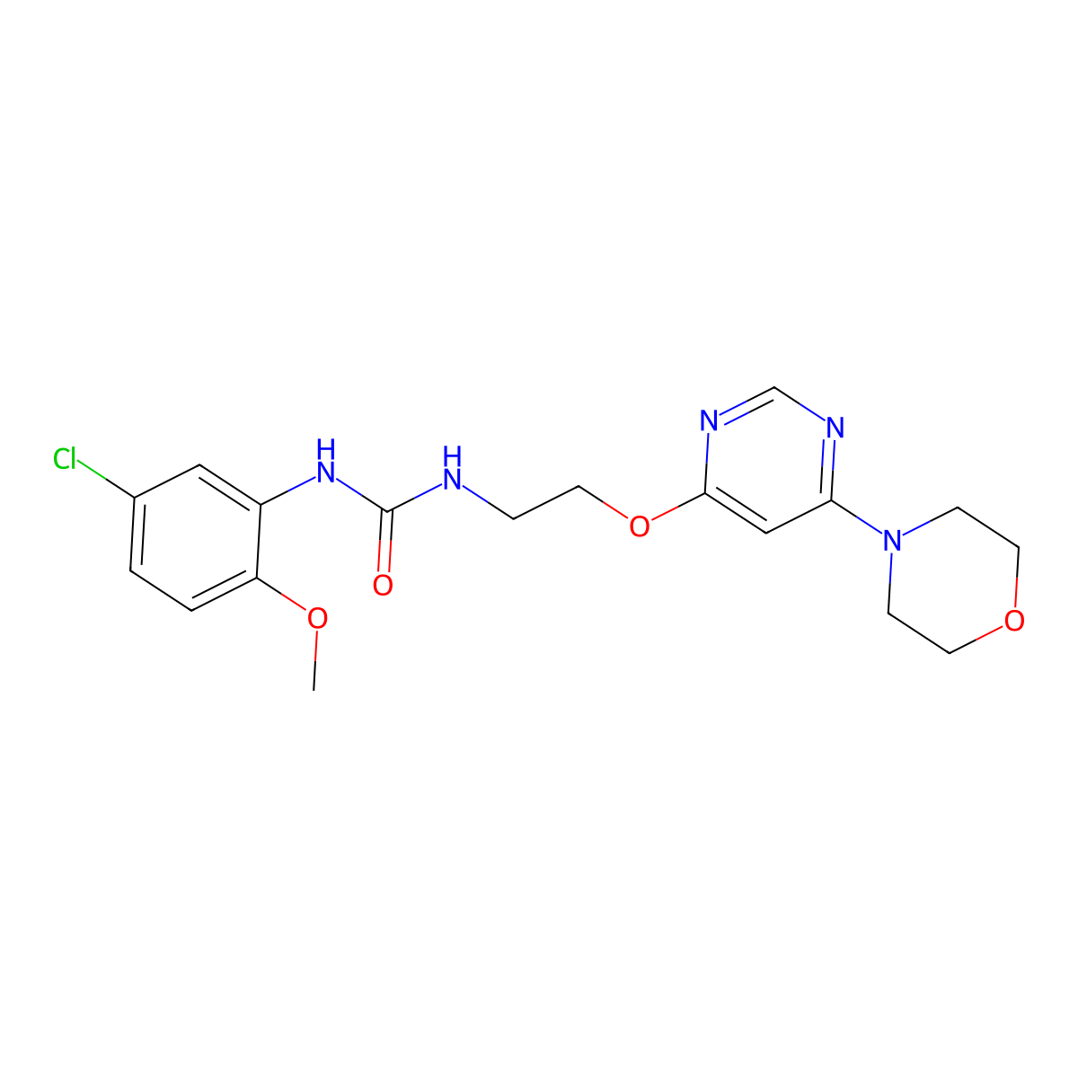1-(5-Chloro-2-methoxyphenyl)-3-(2-((6-morpholinopyrimidin-4-yl)oxy)ethyl)urea molecular structure, CAS 1172299-90-9