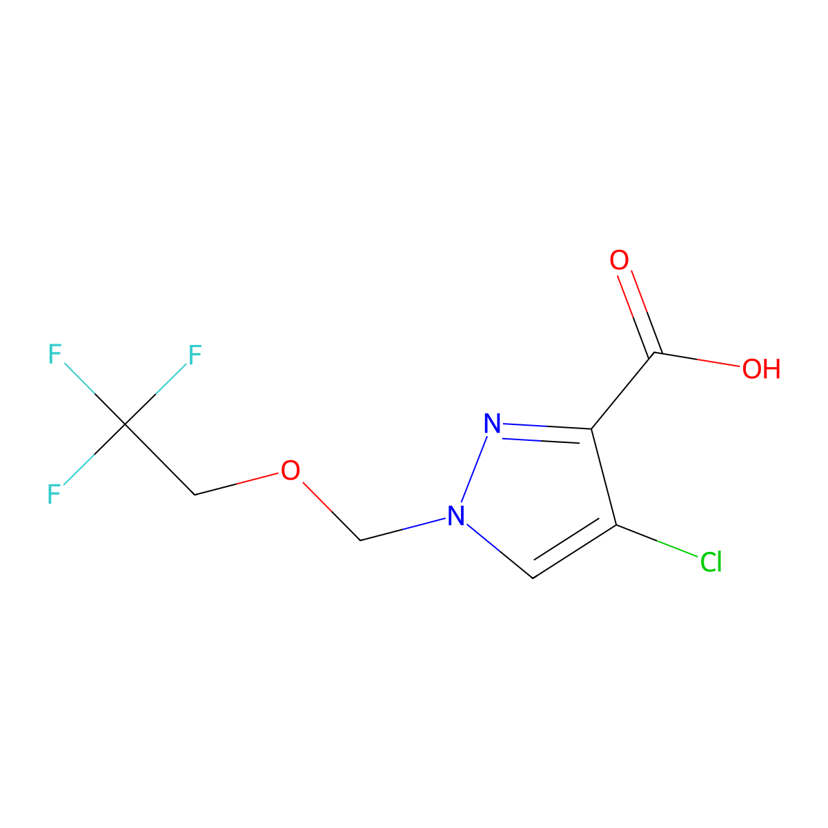 4-chloro-1-[(2,2,2-trifluoroethoxy)methyl]-1H-pyrazole-3-carboxylic acid molecular structure, CAS 1172300-30-9