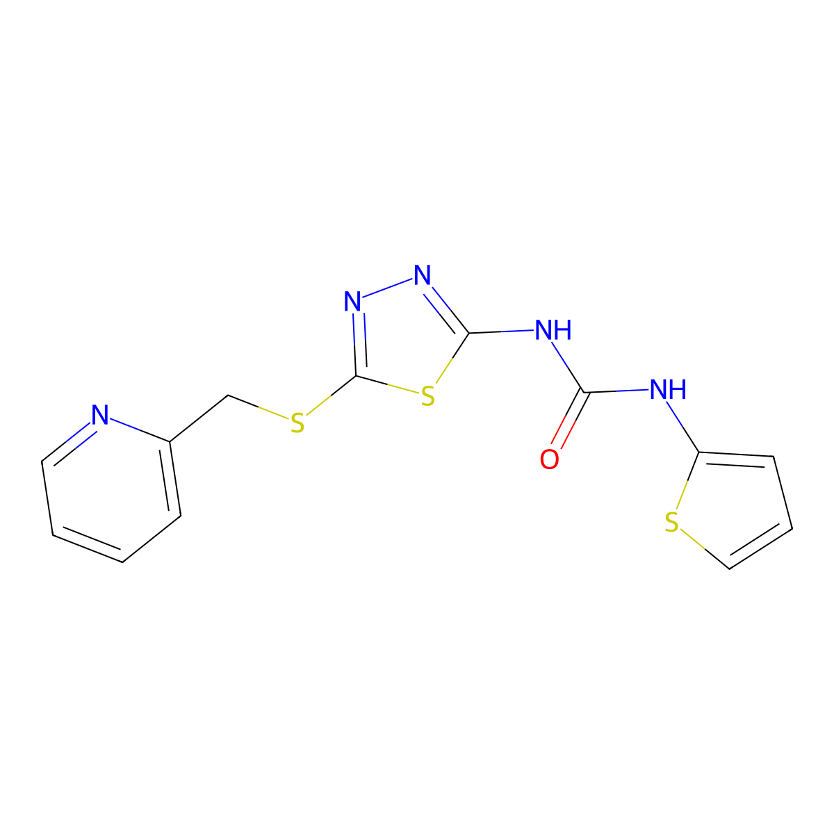 1-(5-((Pyridin-2-ylmethyl)thio)-1,3,4-thiadiazol-2-yl)-3-(thiophen-2-yl)urea molecular structure, CAS 1172300-48-9