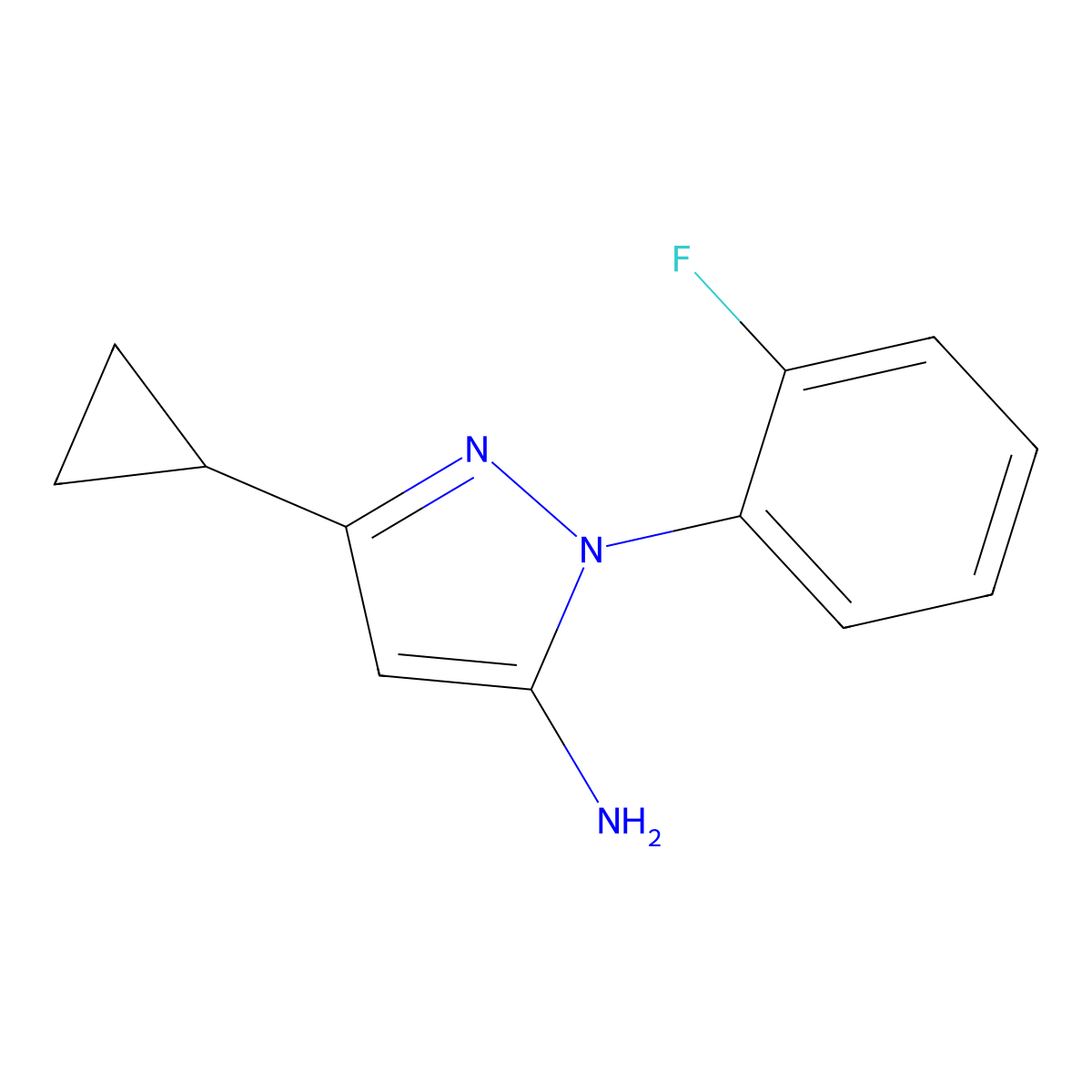3-cyclopropyl-1-(2-fluorophenyl)-1H-pyrazol-5-amine molecular structure, CAS 1172303-17-1