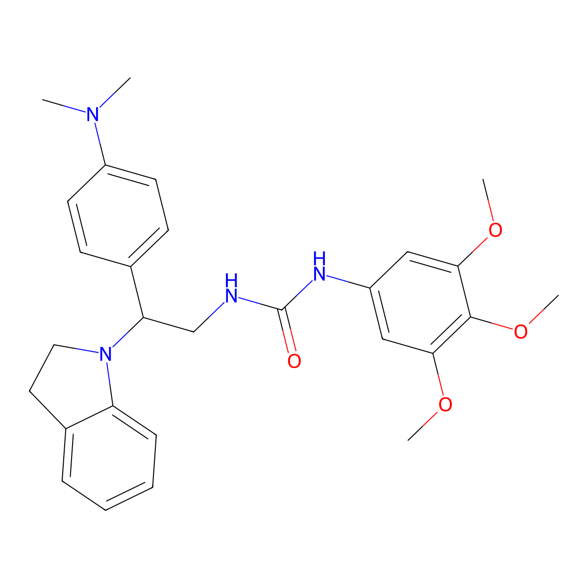 1-(2-(4-(Dimethylamino)phenyl)-2-(indolin-1-yl)ethyl)-3-(3,4,5-trimethoxyphenyl)urea molecular structure, CAS 1172304-84-5