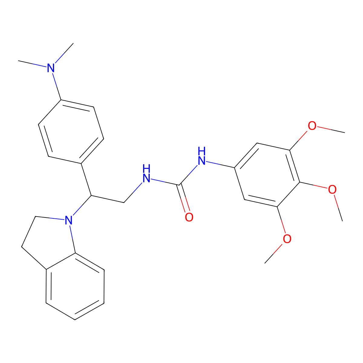 1-(2-(4-(Dimethylamino)phenyl)-2-(indolin-1-yl)ethyl)-3-(3,4,5-trimethoxyphenyl)urea molecular structure, CAS 1172304-84-5
