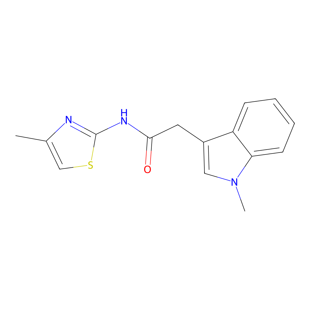 2-(1-methyl-1H-indol-3-yl)-N-(4-methylthiazol-2-yl)acetamide molecular structure, CAS 1172304-97-0