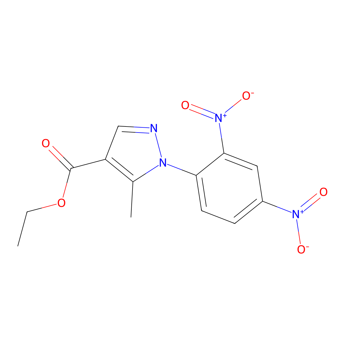 ethyl 1-(2,4-dinitrophenyl)-5-methyl-1H-pyrazole-4-carboxylate molecular structure, CAS 1172307-43-5