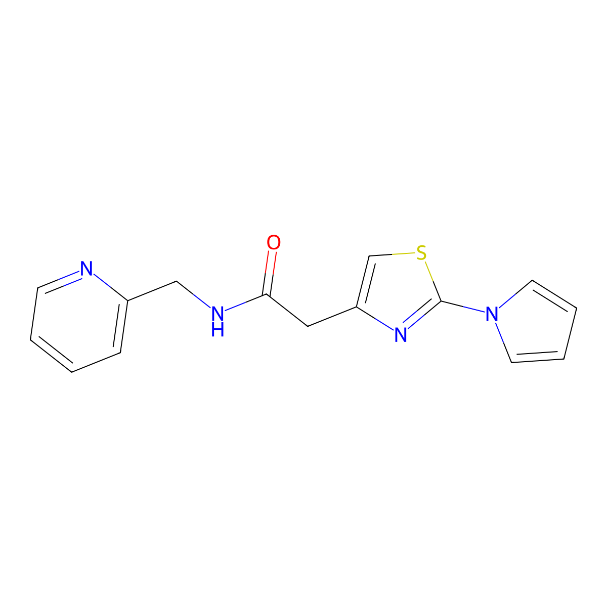 2-(2-(1H-pyrrol-1-yl)thiazol-4-yl)-N-(pyridin-2-ylmethyl)acetamide molecular structure, CAS 1172307-70-8