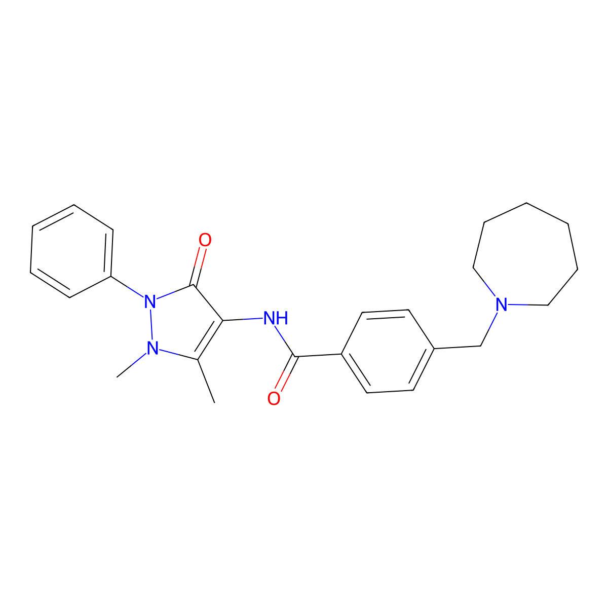 4-(azepan-1-ylmethyl)-N-(1,5-dimethyl-3-oxo-2-phenyl-2,3-dihydro-1H-pyrazol-4-yl)benzamide molecular structure, CAS 1172311-61-3