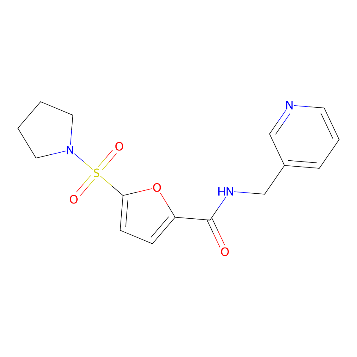 N-(pyridin-3-ylmethyl)-5-(pyrrolidin-1-ylsulfonyl)furan-2-carboxamide molecular structure, CAS 1172312-00-3