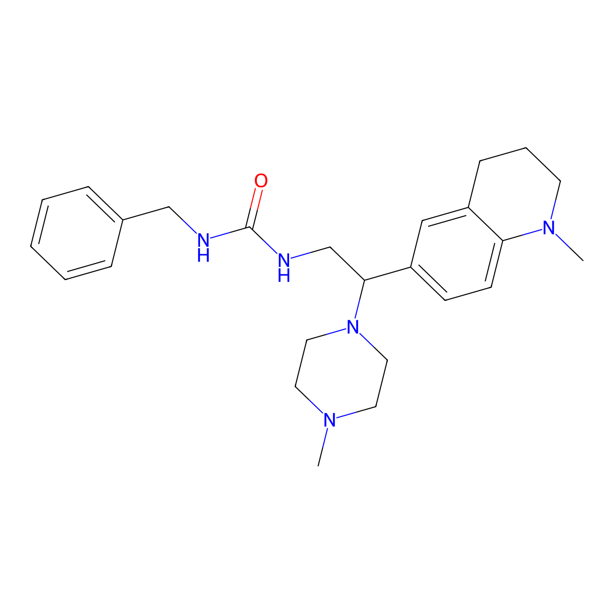 1-Benzyl-3-(2-(1-methyl-1,2,3,4-tetrahydroquinolin-6-yl)-2-(4-methylpiperazin-1-yl)ethyl)urea molecular structure, CAS 1172317-39-3