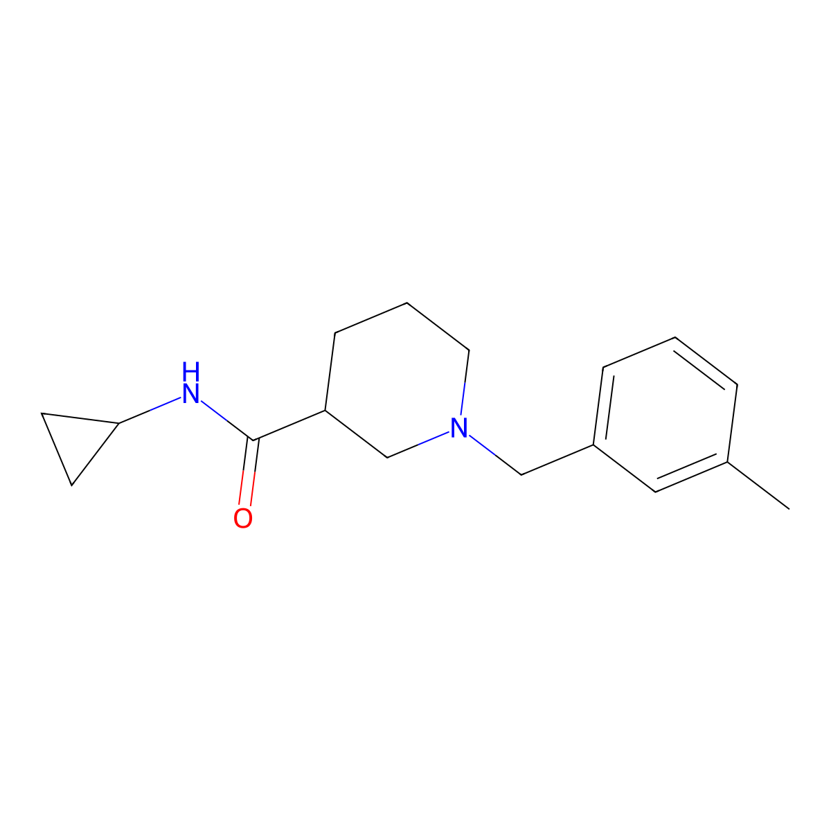 N-cyclopropyl-1-[(3-methylphenyl)methyl]piperidine-3-carboxamide molecular structure, CAS 1172319-12-8
