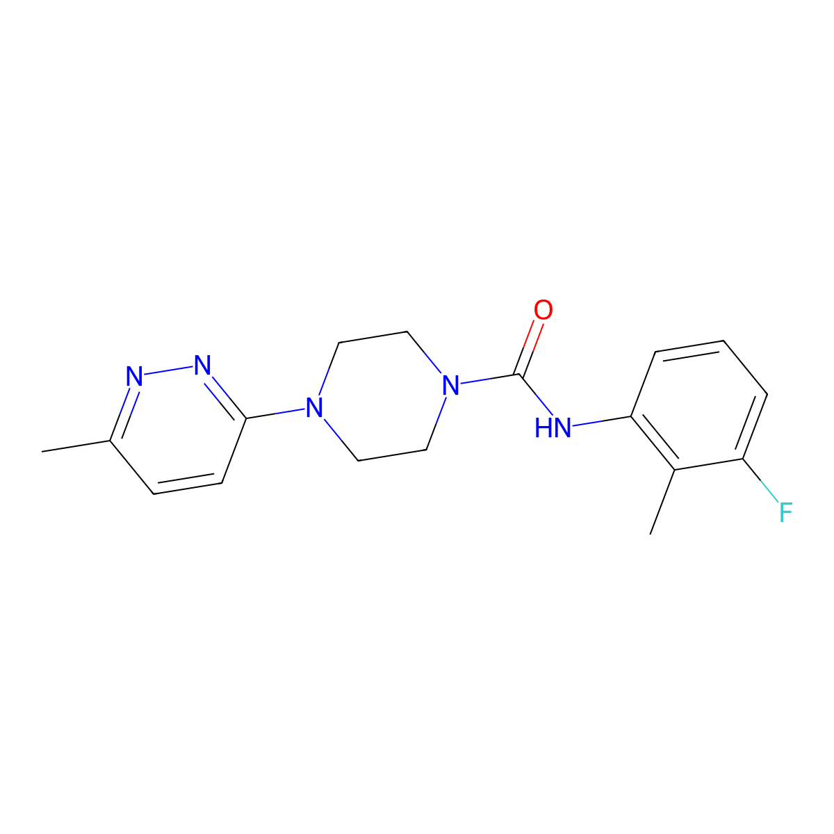 N-(3-fluoro-2-methylphenyl)-4-(6-methylpyridazin-3-yl)piperazine-1-carboxamide molecular structure, CAS 1172319-28-6