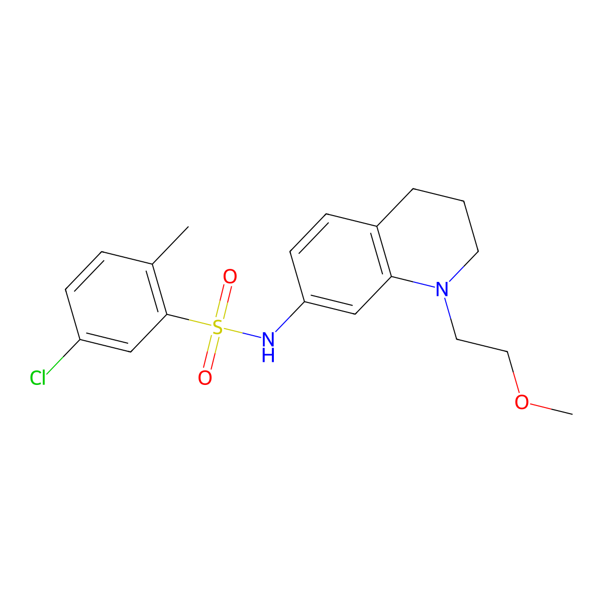 5-chloro-N-(1-(2-methoxyethyl)-1,2,3,4-tetrahydroquinolin-7-yl)-2-methylbenzenesulfonamide molecular structure, CAS 1172319-97-9