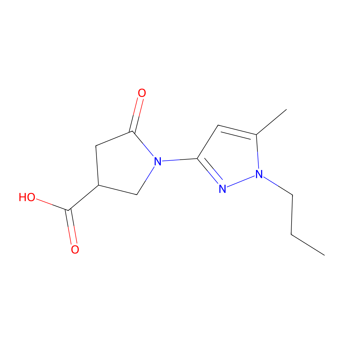 1-(5-methyl-1-propyl-1H-pyrazol-3-yl)-5-oxopyrrolidine-3-carboxylic acid molecular structure, CAS 1172320-01-2