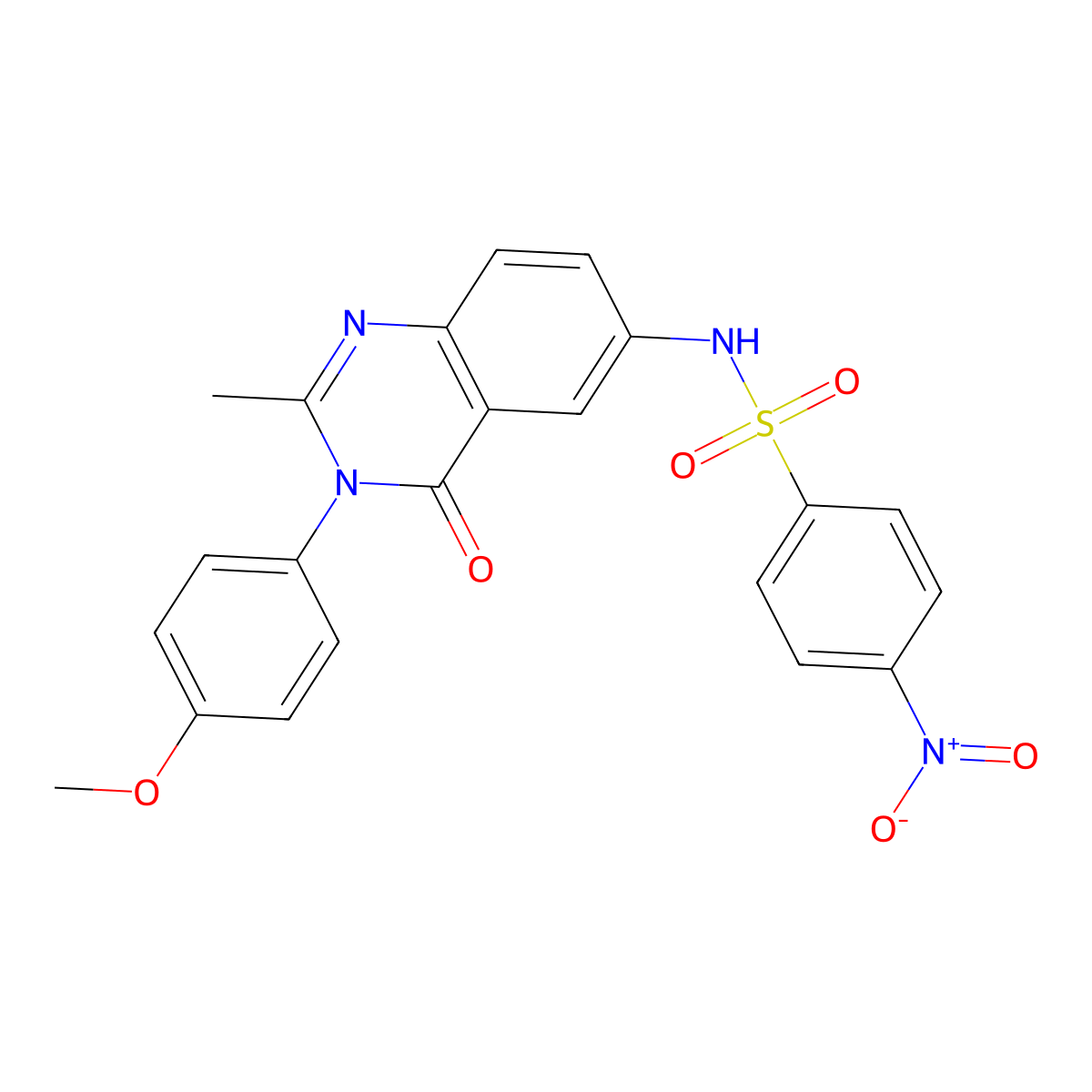 N-(3-(4-methoxyphenyl)-2-methyl-4-oxo-3,4-dihydroquinazolin-6-yl)-4-nitrobenzenesulfonamide molecular structure, CAS 1172321-00-4