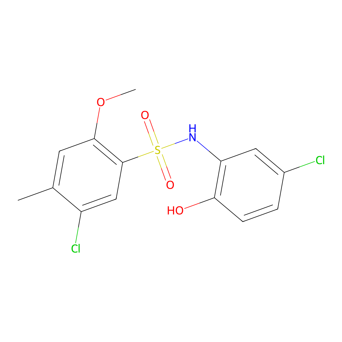 5-chloro-N-(5-chloro-2-hydroxyphenyl)-2-methoxy-4-methylbenzene-1-sulfonamide molecular structure, CAS 1172323-10-2