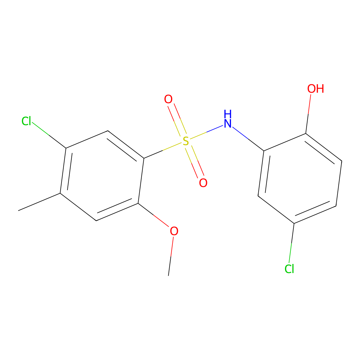 5-chloro-N-(5-chloro-2-hydroxyphenyl)-2-methoxy-4-methylbenzene-1-sulfonamide molecular structure, CAS 1172323-10-2