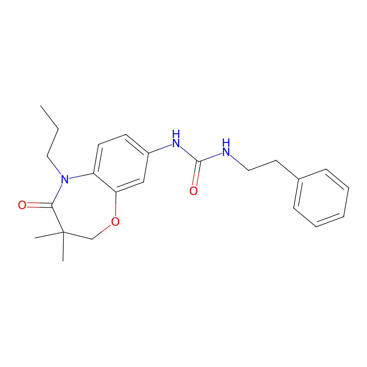 1-(3,3-Dimethyl-4-oxo-5-propyl-2,3,4,5-tetrahydrobenzo[b][1,4]oxazepin-8-yl)-3-phenethylurea molecular structure, CAS 1172324-71-8