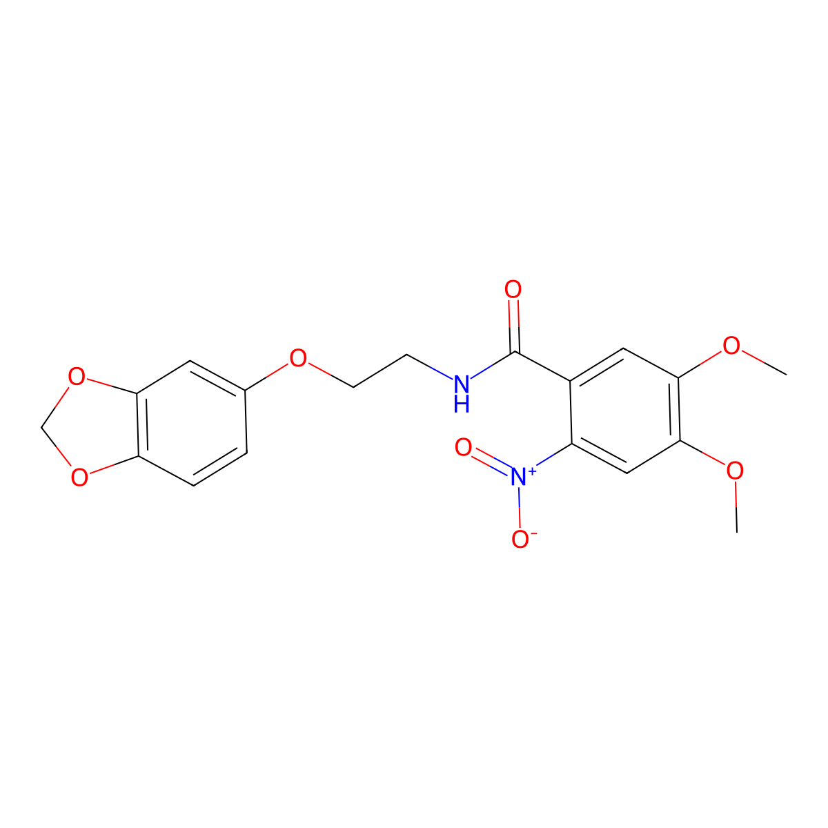 N-(2-(benzo[d][1,3]dioxol-5-yloxy)ethyl)-4,5-dimethoxy-2-nitrobenzamide molecular structure, CAS 1172325-87-9