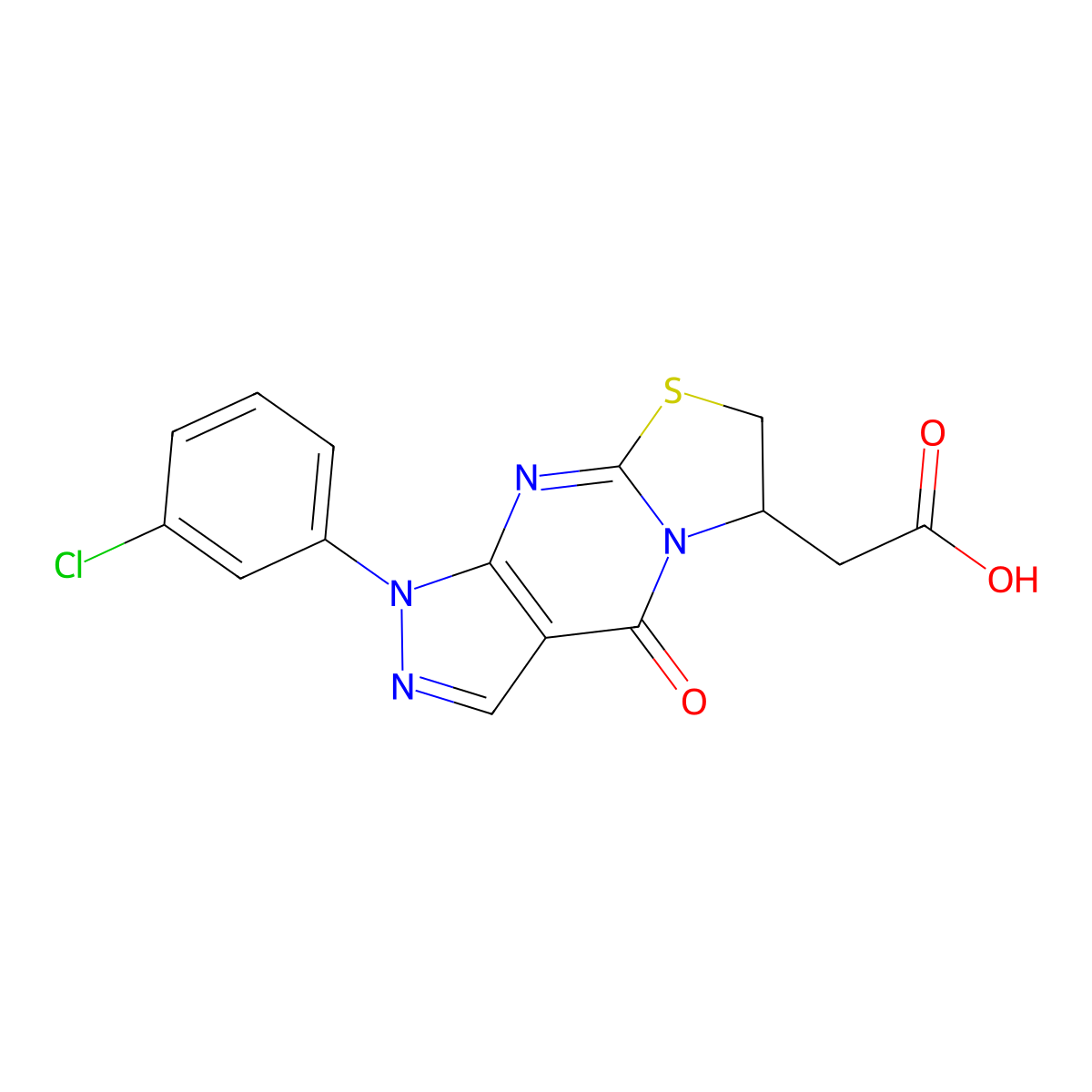 2-(1-(3-Chlorophenyl)-4-oxo-1,4,6,7-tetrahydropyrazolo[3,4-d]thiazolo[3,2-a]pyrimidin-6-yl)acetic acid molecular structure, CAS 1172326-31-6