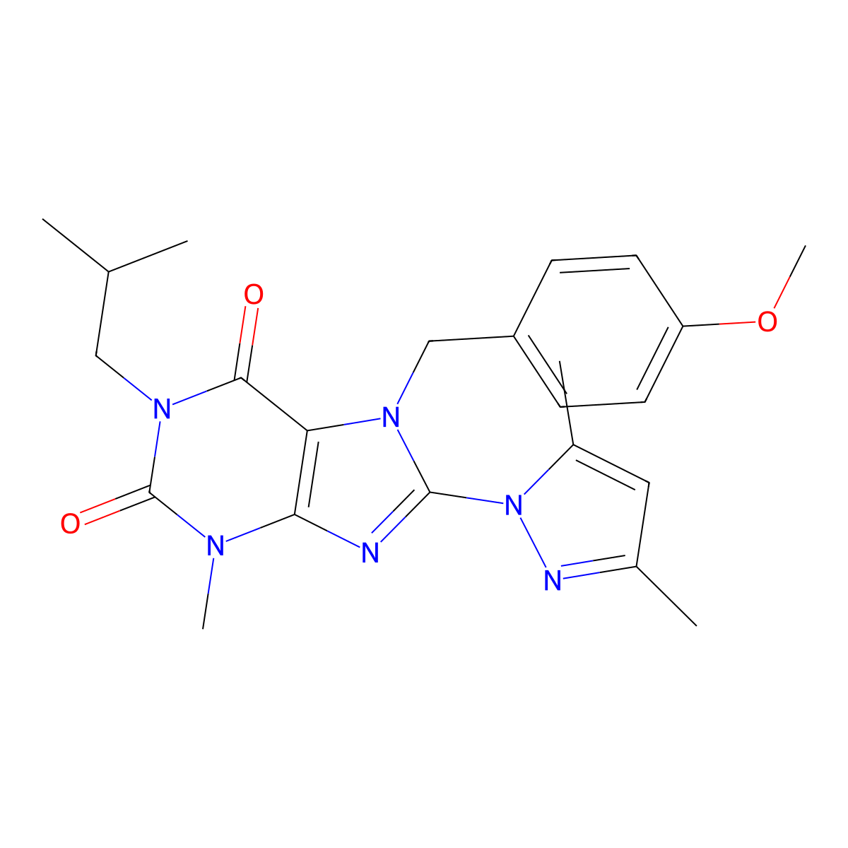 8-(3,5-dimethyl-1H-pyrazol-1-yl)-1-isobutyl-7-(4-methoxybenzyl)-3-methyl-1H-purine-2,6(3H,7H)-dione molecular structure, CAS 1172327-48-8