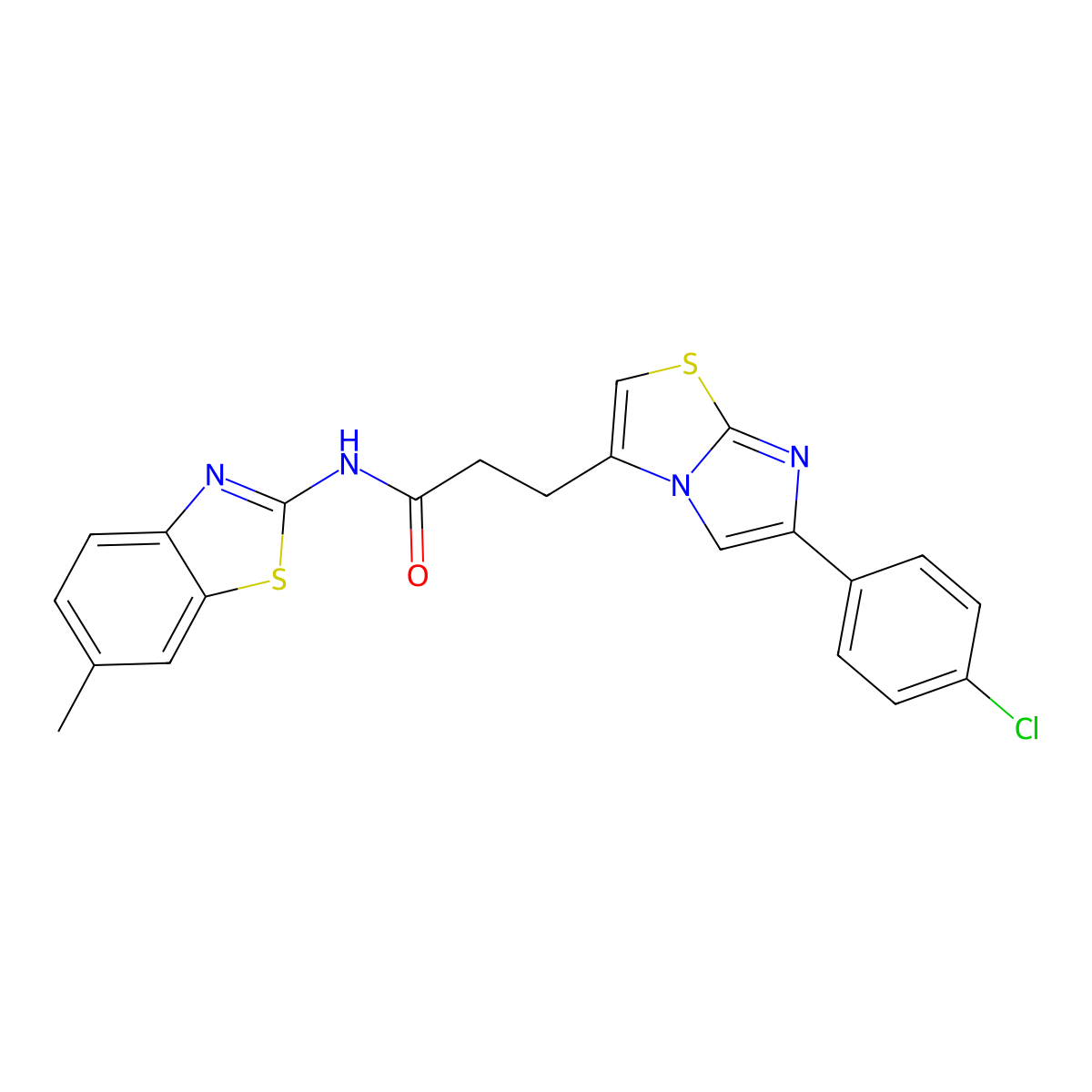 3-(6-(4-chlorophenyl)imidazo[2,1-b]thiazol-3-yl)-N-(6-methylbenzo[d]thiazol-2-yl)propanamide molecular structure, CAS 1172328-22-1